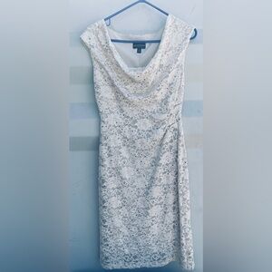 Connected Apparel White Lace Midi Dress
